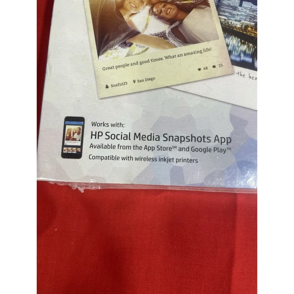 2 NEW SEALED HP Photo Paper, Sticky Back Social Media Snapshots (4x5